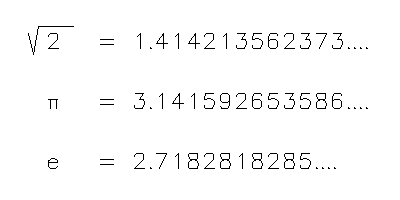 Тези числа са елементи на множеството на ирационалните числа